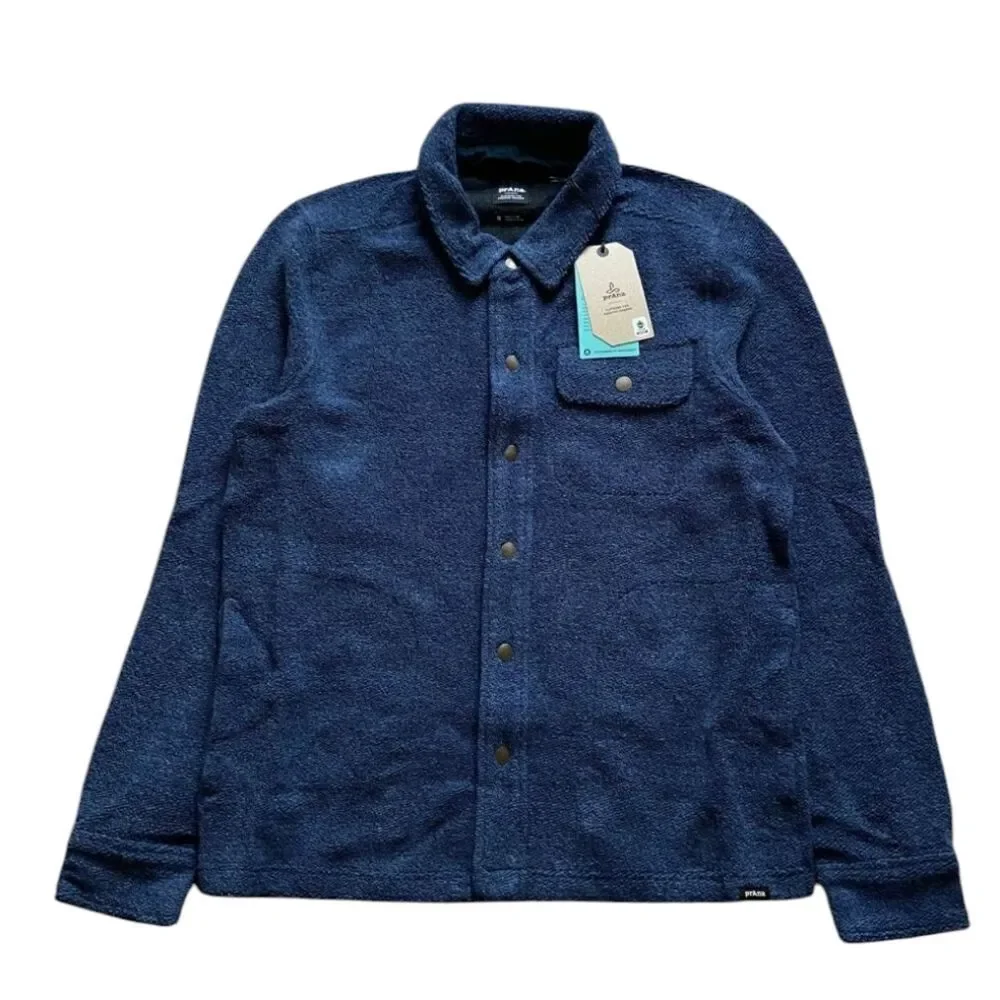 NWT Prana IncrediWool Overshirt Stormy Night Heather Jacket Blue Grey XL Slim